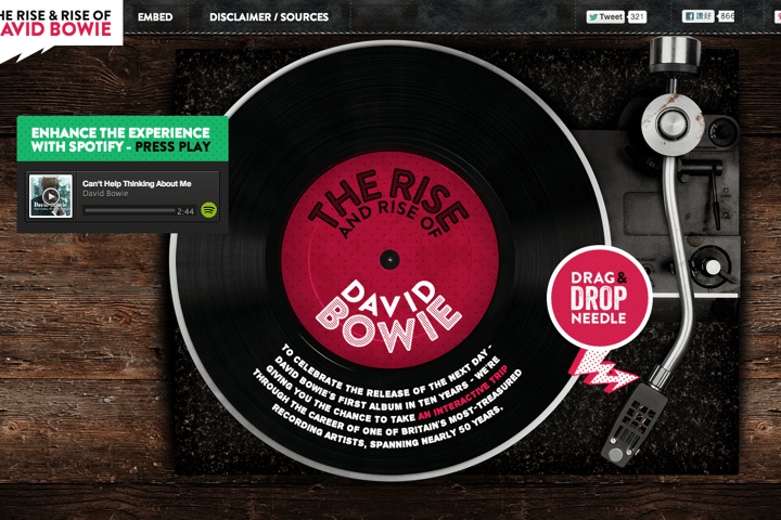 The Rise and Rise of David Bowie website preview